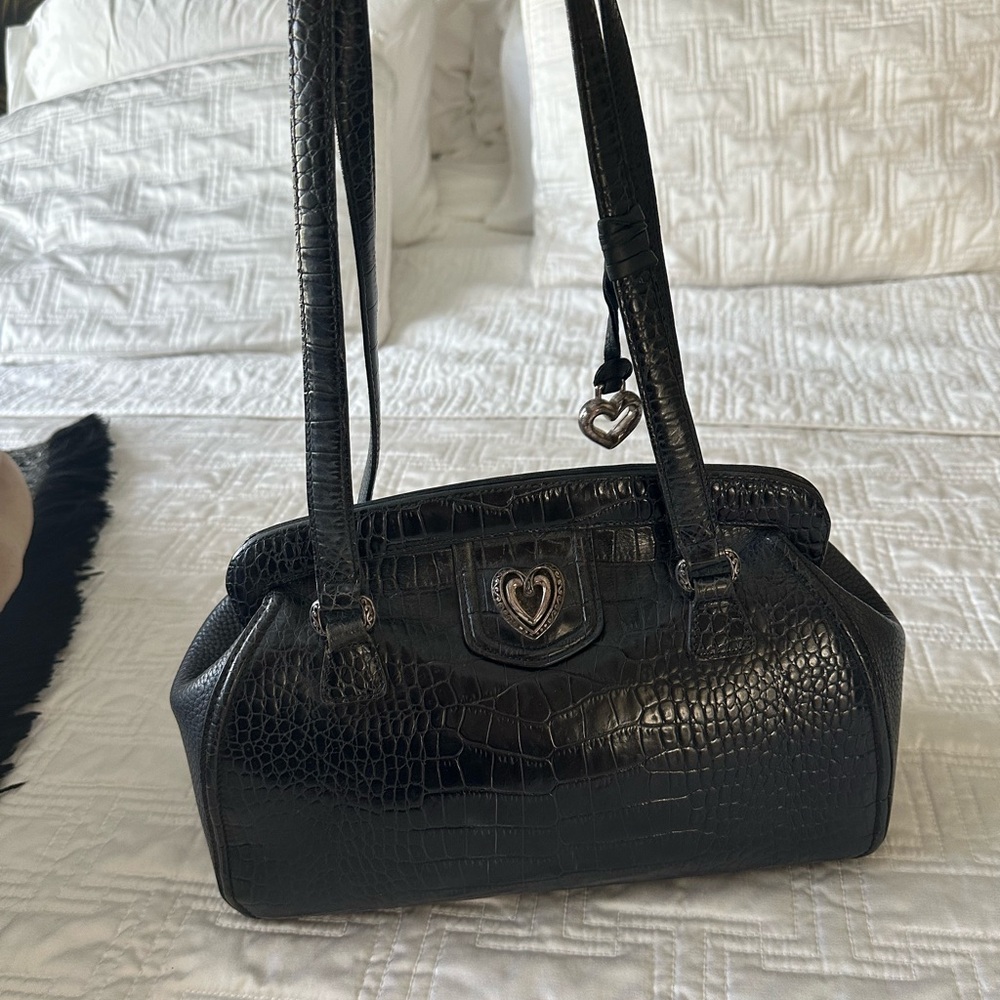Brighton Black Snakeskin Leather Handbag